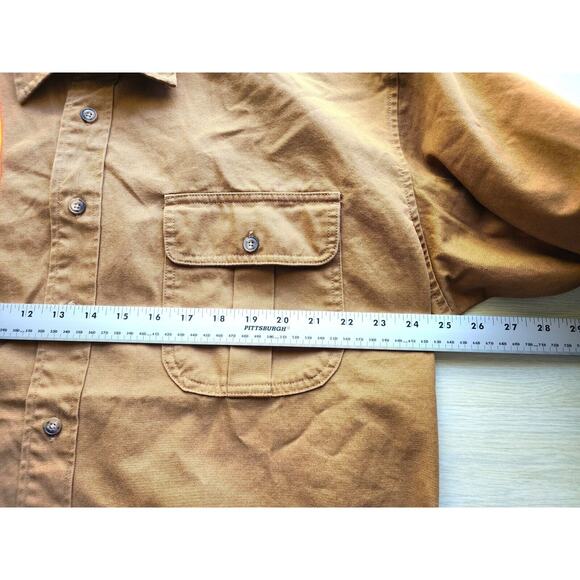 HUNTING/SHOOTING SHIRT-SIERRA TRADING POST-Dark Brown-Orange-Quilted Shoulder-XL - Picture 10 of 13